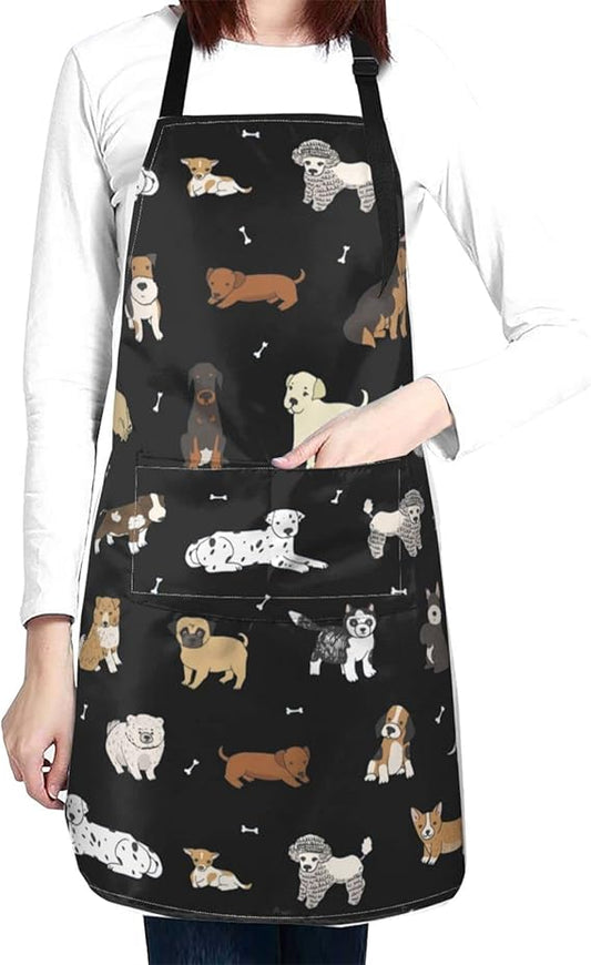 Cute Dog Grooming Apron with 2 Pockets