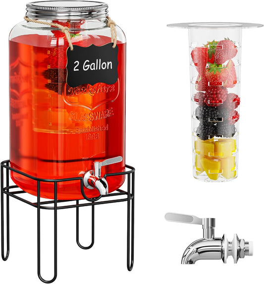 2 Gallon Glass Drink Dispenser