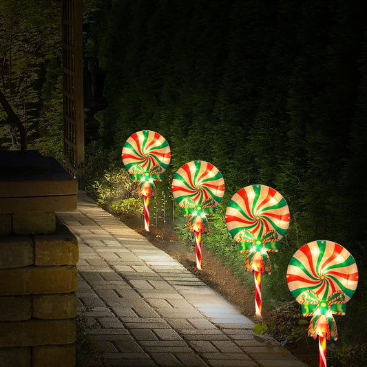 4 Pack Christmas Solar Pathway Lights