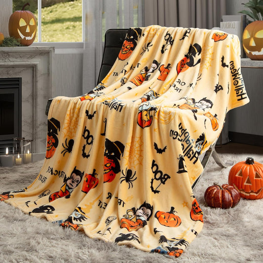 Pumpkin Reversible Fleece Throw Blanket