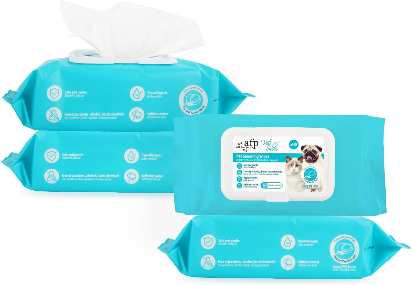 Coconut Vanilla Scent, 100 Wipes (4 Packs)
