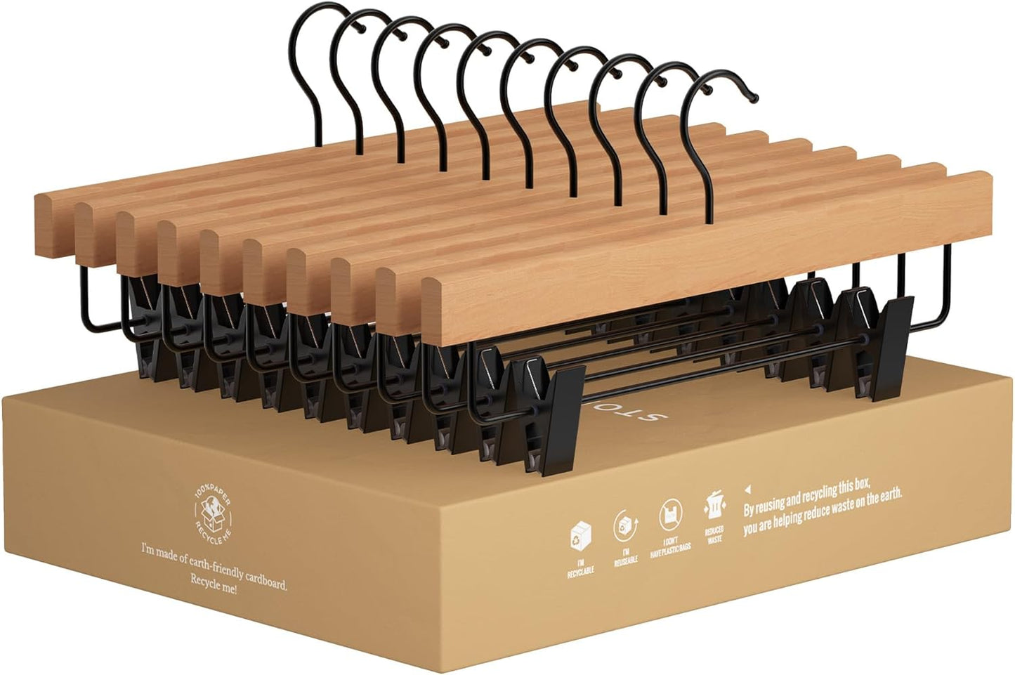 StorageWorks Pants Hangers with Clips 10 Pack