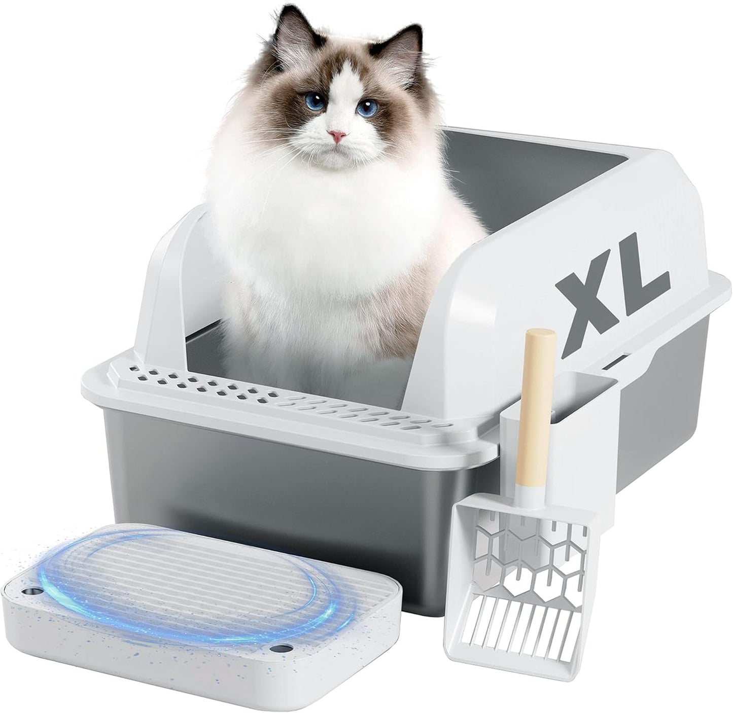 Stainless Steel Semi-Enclosed Cat Litter Box