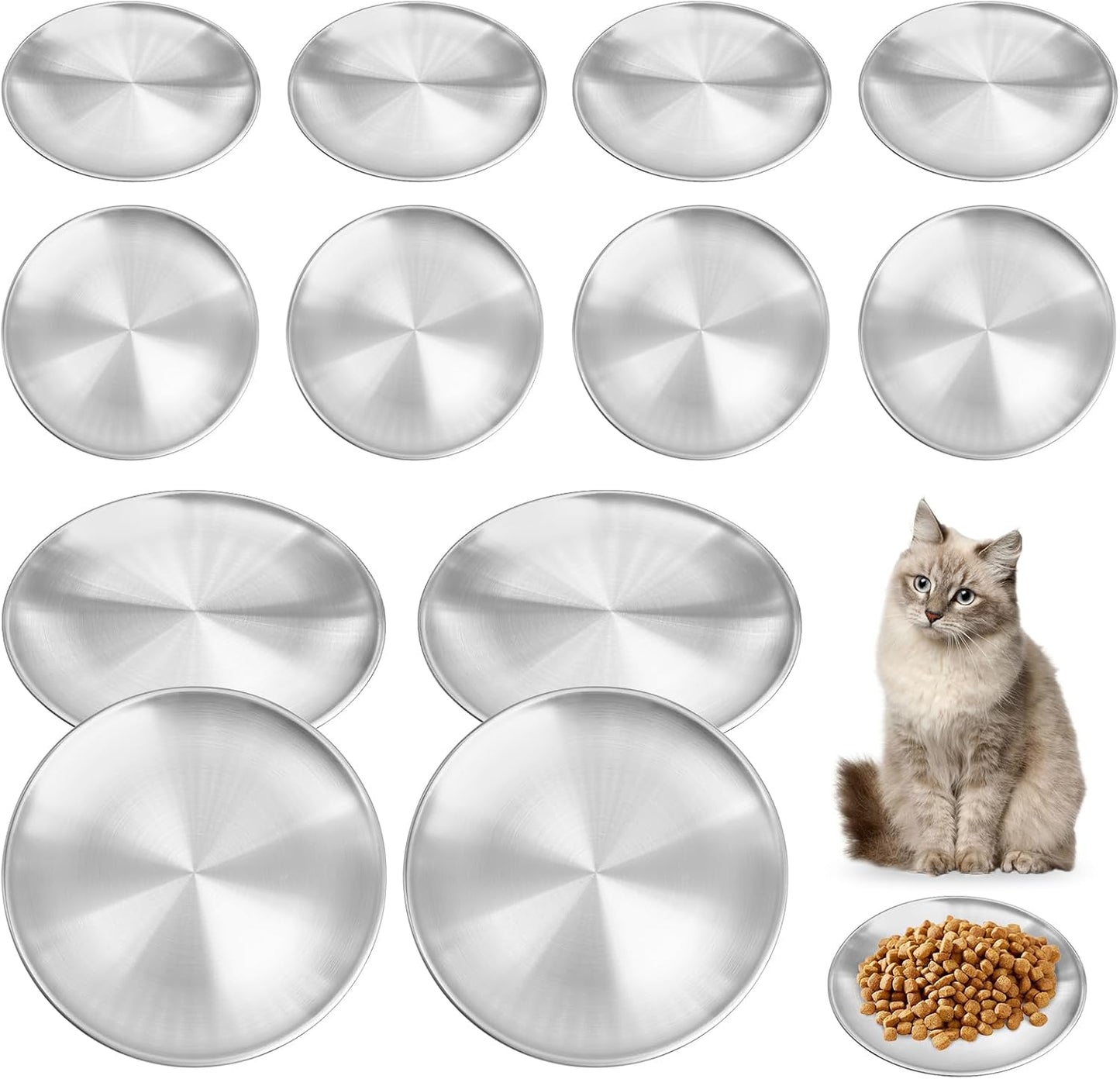 12 PCS Stainless Steel Cat Dish Set