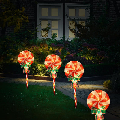 4 Pack Christmas Solar Pathway Lights