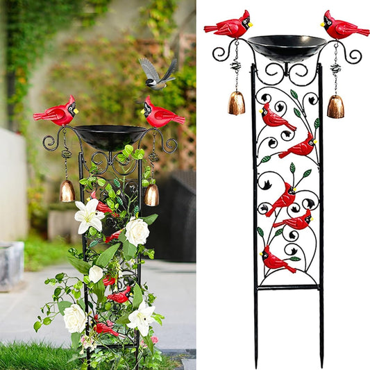 Metal Bird Bath with Trellis