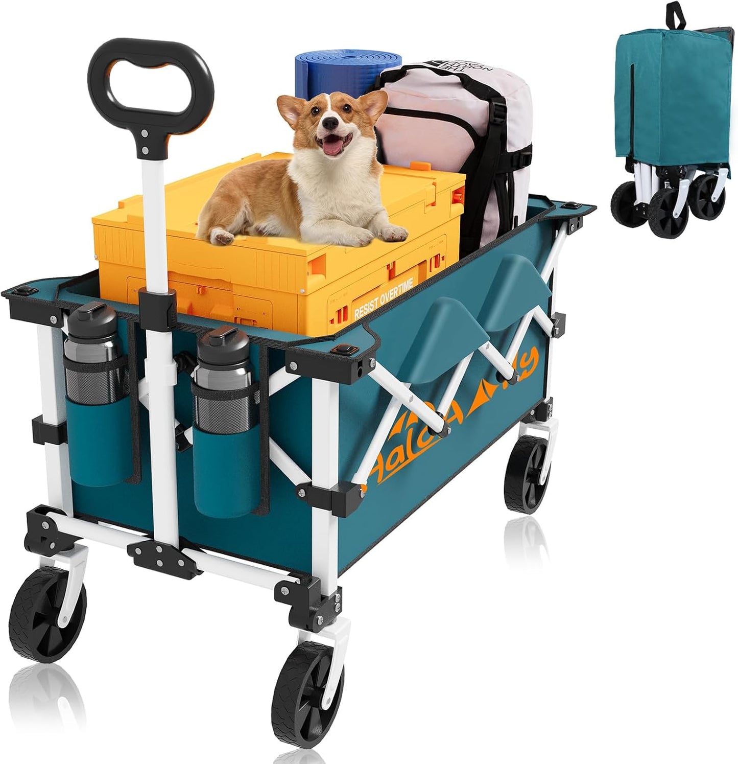 Foldable Wagon with Wheels, Heavy Duty-Blue