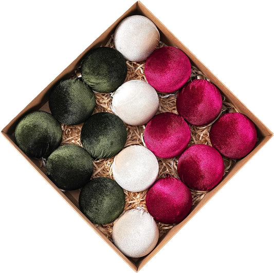 Velvet Ornaments for Christmas Tree 16 Pack