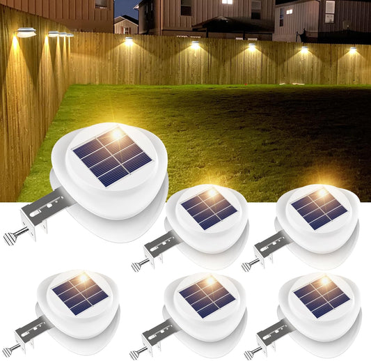 6 Pack Solar Fence Lights with 9 LED