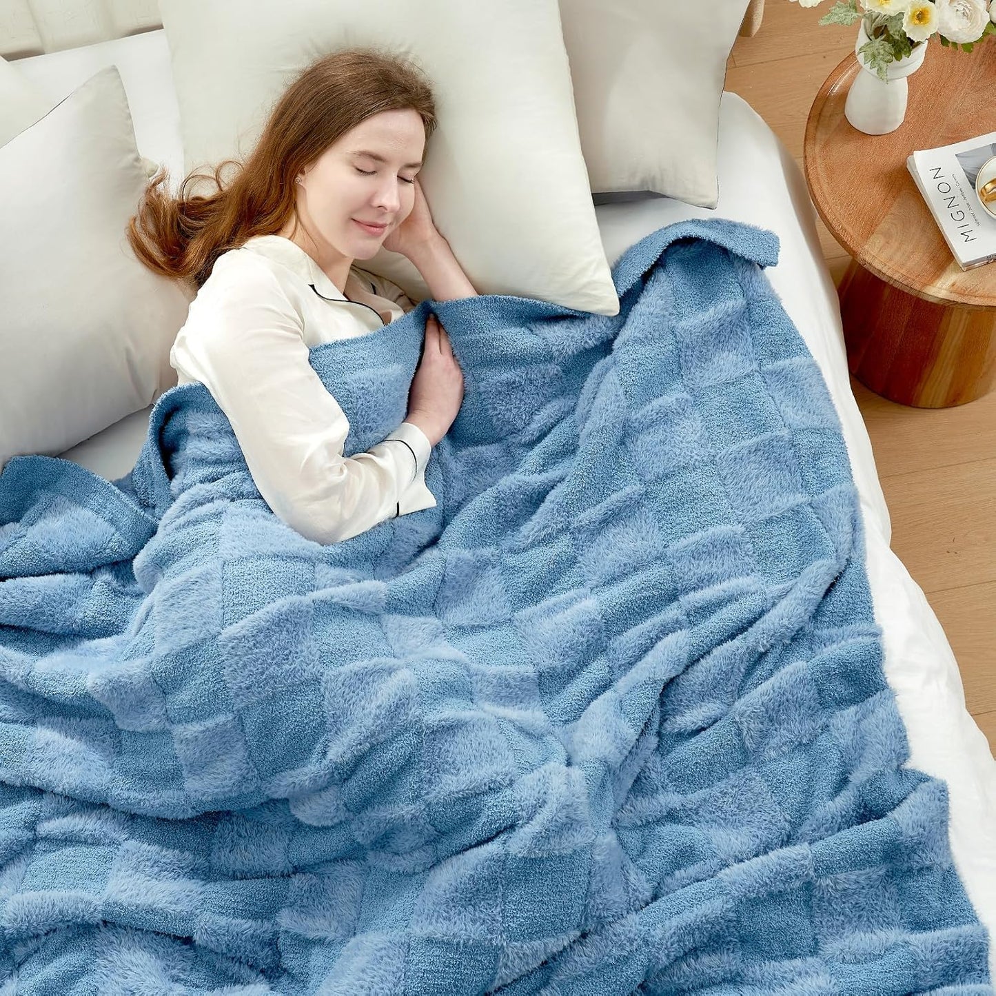 Snuggle Sac Faux Fur Throw Blanket for Couch