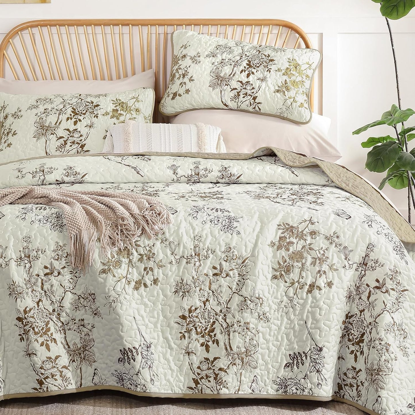 Floral Quilt Set Queen,3 Piece