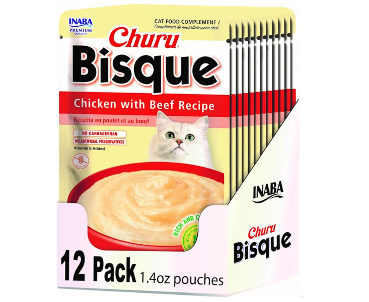 Creamy Lickable Purée Side Dish with Vitamin E, 1.4 Ounces per Pouch, 12 Pouches, Chicken with Beef Recipe