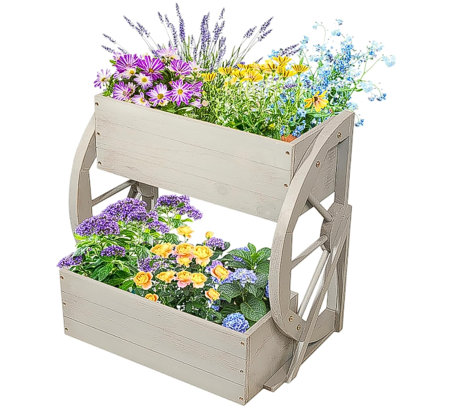 Wooden Wagon Planter Box